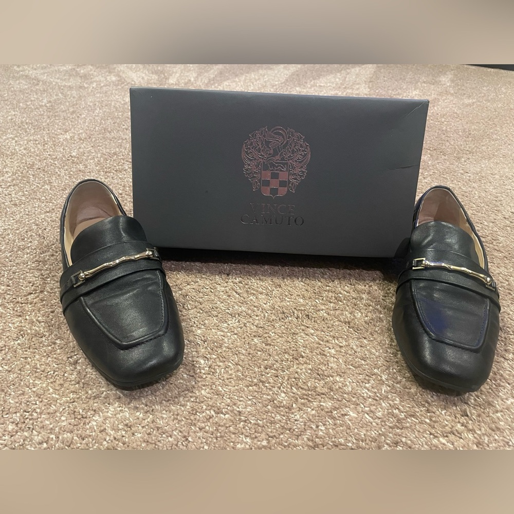 Vince Camuto Classic Black Leather Loafers